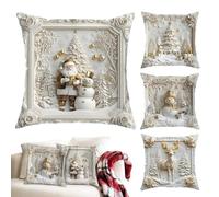 Here's the **No Repeat** Version, Cleanest And Natural: **Christmas Pillow Covers 18×18 Set Of 4 | Snowflake Deer Linen Cushions For Winter Decor |