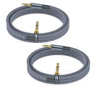 Herfair Aux Cable 3.5mm Audio Jack Adapter 1.2M 2 Pack 90 Degree Nylon Braided Male to Male Auxiliary Cord Hi-Fi Lead Stereo Headphone Mini TRS Compatible with Car,Speaker,iPod iPad,Echo Dot,Beats