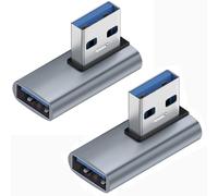 Herfair USB 3.1 to USB 3.1 Adapter,90 Degree USB Extender 2 Pack 10Gbps USB A Male to USB A Female Converter Left Angle Double Sided Charging & Sync for PC,Laptop,USB A Charger,Power Bank