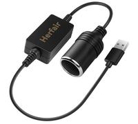 Herfair USB A Male to 12V Car Cigarette Lighter Socket Female Converter Cable Adapter for Radar Detector, Dash Cam, GPS Charger Need Support QC function,the charger power should higher than the device