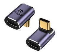 Herfair USB C Adapter, 90 Degree Adapter Type-C Angled Extender USB-C Male to Female Coupler 40Gbps Thunderbolt Connector for Laptops, Tablets, Phones, Steam Decks, More (2 Packs)
