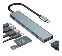 Herfair USB C Hub HD Adapter,7in1 Multiport USB-C to 4K HD, SD/TF Card Reader/1*USB 3.1/1*USB 2.0/1*Type C&100W Power Delivery, Compatible with MacBook Pro 2022/2021/2020/2019