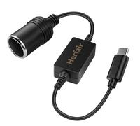 Herfair USB C Male to 12V Car Cigarette Lighter Socket Female Converter Adapter Power Cable for Radar Detector, Dash Cam, GPS Worked with PD Charger,Charger power should higher then the device