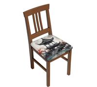 HerfsT Chair Seat Covers for Dining Room Chinese Ink Painting Print Chair Covers Removable Washable Upholstered Chair Seat Protector Cushion Slipcovers for Kitchen Office