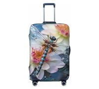 HerfsT Dragonfly lotus Print Suitcase Cover Elastic Washable Luggage Covers Dustproof Luggage Protector for Travel Fits 18-32 Inches, Black, L