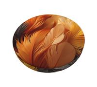 HerfsT Gold and Orange Feathers Round Stool Covers Non Slip Washable Stool Slipcover Elastic Bar Chair Covers for Barstool Padded Chair Slipcover 14 inch