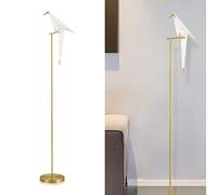 HerfsT LED Origami Bird Floor Lamp Modern Unique Paper Crane Bird Standing Light PVC Lampshade Metal Base Nordic Creative Standard Lamps for Living Room Bedroom Dinning Room Office (White Light)