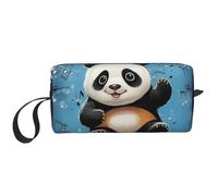 HerfsT Makeup Bag for Women Palm trees and sailing boats Large Capacity Cosmetic Bags Portable Toiletry Bag Travel Storage, Panda Dancing On Musical Notes, One Size