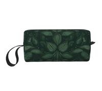 HerfsT Makeup Bag for Women Purple Tie Dye Large Capacity Cosmetic Bags Portable Toiletry Bag Travel Storage, Hunter Green Floral Petals Pattern, One Size
