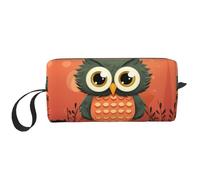 HerfsT Makeup Bag for Women Zebra jungle Large Capacity Cosmetic Bags Portable Toiletry Bag Travel Storage, Cartoon Owl On Orange Background, One Size
