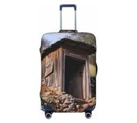 HerfsT Old Ancient Outhouse Print Suitcase Cover Elastic Washable Luggage Covers Dustproof Luggage Protector for Travel Fits 18-32 Inches, Black, Small