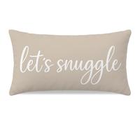 HERHOME Decorative Lumbar Pillow Cover 12x20 Inch for Sofa Couch or Bed, Beige Throw Cushion Case, Let’s Snuggle Quote for Neutral Farmhouse Fall Bedroom Decor