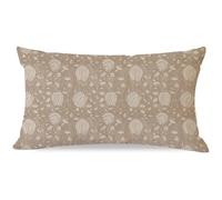 HERHOME Vintage Floral Block Print Lumbar Decorative Throw Pillow Cover 12x20 Inch Pale Brown - Perfect for Indoor/Outdoor Use