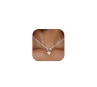 HERIER Cute Heart Necklace Dainty 18k Gold Plated Tiny Heart Pendant Choker Necklaces Small Gold Love Open Heart Chain Necklace for Women Simple Gold Necklace for Women Trendy Jewelry, Big, Brass, No
