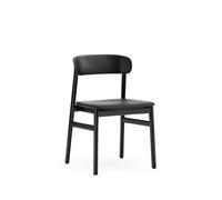 Herit Dining Chair Leather Upholstered Black Oak
