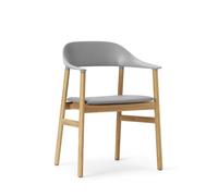 Herit Dining Chair w. Armrests Leather Upholstered Oak/Gray