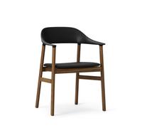 Herit Dining Chair w. Armrests Leather Upholstered Smoked Oak/Black