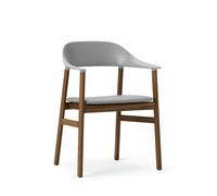 Herit Dining Chair w. Armrests Leather Upholstered Smoked Oak/Gray