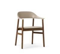 Herit Dining Chair w. Armrests Leather Upholstered Smoked Oak/Sand