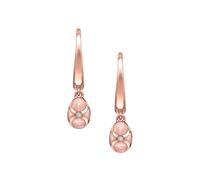 Heritage 18ct Rose Gold Diamond & Pink Guilloché Enamel Hoop Drop Earrings
