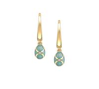 Heritage 18ct Yellow Gold & Turquoise Enamel Hoop Drop Earrings