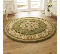 Heritage 4400 Circular Rugs in Green Traditional Soft Powerloomed Mats 150x150cm