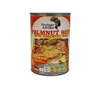 Heritage Afrika Palmnut Cuisine with Assorted Meat 400g - Ready to Eat (2, Heritage Afrika Palmnut Soup with Assorted Meat- Ready to Eat West African Palm Soup - Cooked and Canned-Halal- 400g)