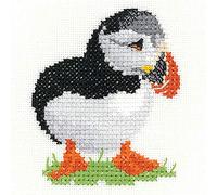 Heritage Aida Puffin Counted Cross Stitch Kit, 6 x 7 cm