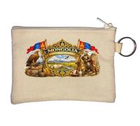 Heritage and Symbols of Mongolia Key Chain Coin Purse Beige