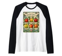 Heritage Apples Vintage Orchard Fruit Chart Raglan Baseball Tee