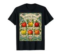 Heritage Apples Vintage Orchard Fruit Chart Value Graphic T-Shirt, Men, Black, S