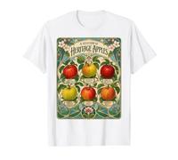Heritage Apples Vintage Orchard Fruit Chart Value Graphic T-Shirt, Men, White, L