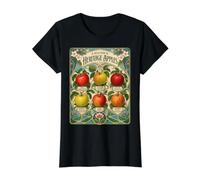Heritage Apples Vintage Orchard Fruit Chart Value Graphic T-Shirt, Women, Black, M