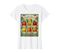 Heritage Apples Vintage Orchard Fruit Chart Value Graphic T-Shirt, Women, White, L