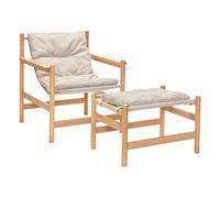 Heritage armchair and footrest Beige one size