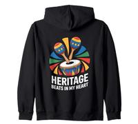 Heritage Beats In My Heart Cultural Rhythm Drum Zip Hoodie