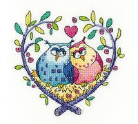 Heritage BFLO1435-A Love Owls Counted Cross Stitch Kit Aida 10.5x10.5cm