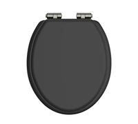 Heritage Black Toilet Seat with Soft Close Brushed Nickel Hinges