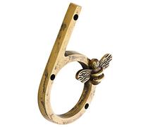 Heritage Brass bee House Number with Bee design | 5 inch Modern Door Sign Numbers Signs Plaques | Street Home Address Numerals (6)