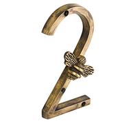 Heritage Brass bee House Number with Bee design | 5 inch Modern Door Sign Numbers Signs Plaques | Street Home Address Numerals (2)