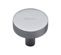 HERITAGE BRASS Cabinet Knob | Luxury Knurled Disc Design Drawer Knob | Handle for Cupboard Doors, Wardrobes and Furniture - Polished Chrome Finish, 32 Millimetre