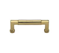 HERITAGE BRASS Drawer Pull | Luxury Bauhaus Design Cabinet Pull | Handle for Cupboard Drawers and Doors, Desks and Furniture - Polished Brass Finish, 101 Millimetre CTC