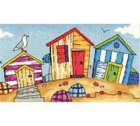 Heritage BSBH1273-A Cross Stitch Kit Aida Beach Huts (A) 20x11cm