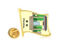 Heritage Building Gate Hangzhou Golden Metal Flag Lapel Pin Badge
