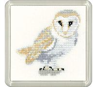 Heritage CFBO1483-A Barn Owl Counted Cross Stitch Kit, Coaster Size 7.5x7.5cm