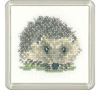 Heritage CFHH1174-A Counted Cross Stitch Kit Aida Hedgehog (A), Coaster Size 7.5 x 7.5 cm