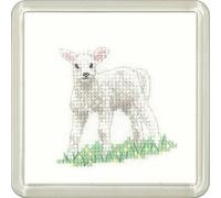 Heritage CFLB1448-A Counted Cross Stitch Kit Aida Lamb (A), Coaster Size 7.5x7.5cm
