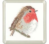 Heritage CFRB1191-A Counted Cross Stitch Kit Aida Robin (A), Coaster Size 7.5x7.5cm