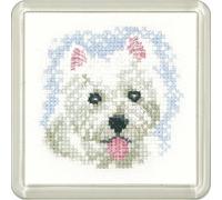 Heritage CFWP1262-A Counted Cross Stitch Kit Aida Westie Puppy (A), Coaster Size 7.5 x 7.5 cm