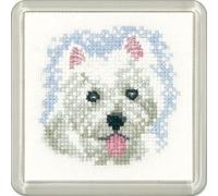 Heritage CFWP1262-A Counted Cross Stitch Kit Aida Westie Puppy (A), Coaster Size 7.5 x 7.5 cm